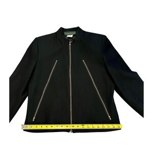 Harve Benard by Bernard Holtzman Black Wool Blend Zip Front Jacket Size 8